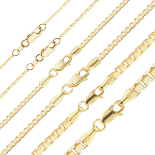 Finished Venetian Box Anklet in 14K Yellow Gold (0.80 mm - 3.30 mm)