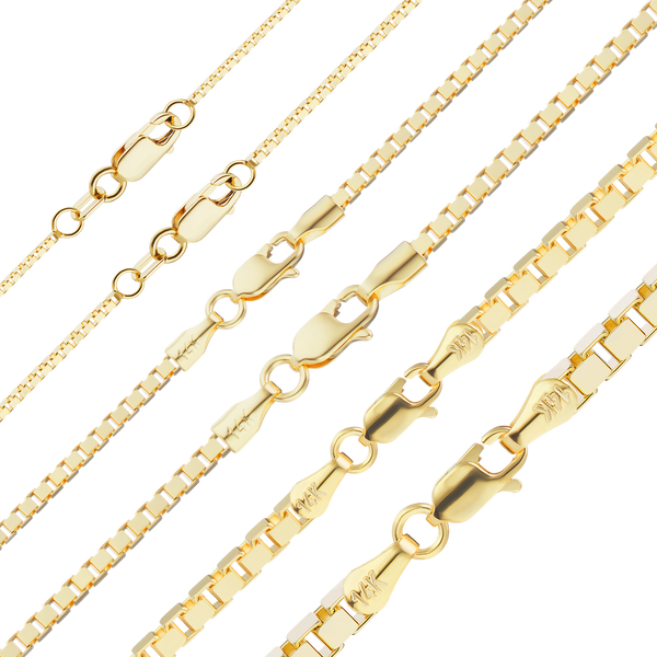 Finished Venetian Box Necklace in 14K Yellow Gold (0.80 mm - 3.30 mm)