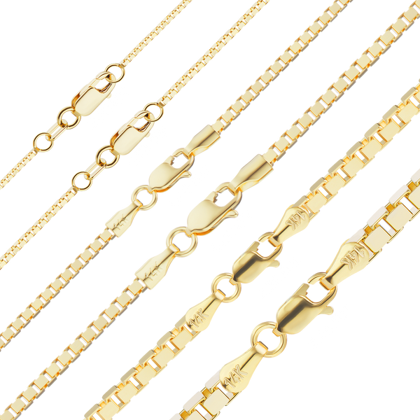 Finished Venetian Box Anklet in 14K Yellow Gold (0.80 mm - 3.30 mm)