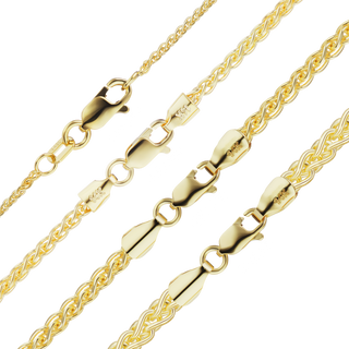 Finished Wheat Necklace in 14K Yellow Gold (1.25 mm - 3.50 mm)