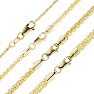 Finished Wheat Anklet in 14K Yellow Gold (1.25 mm - 3.50 mm)