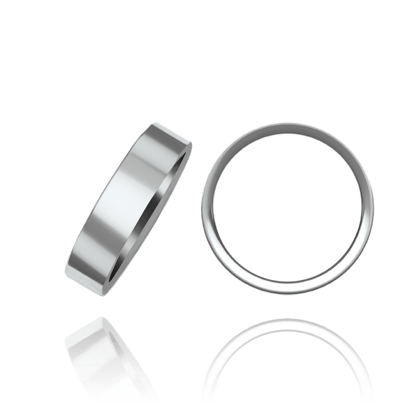 18K White Gold Flat Medium Wedding Bands (2.0 mm - 10.0 mm)