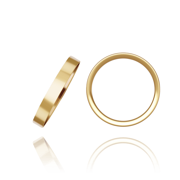 18K Yellow Gold Flat Medium Wedding Bands (2.0 mm - 10.0 mm)