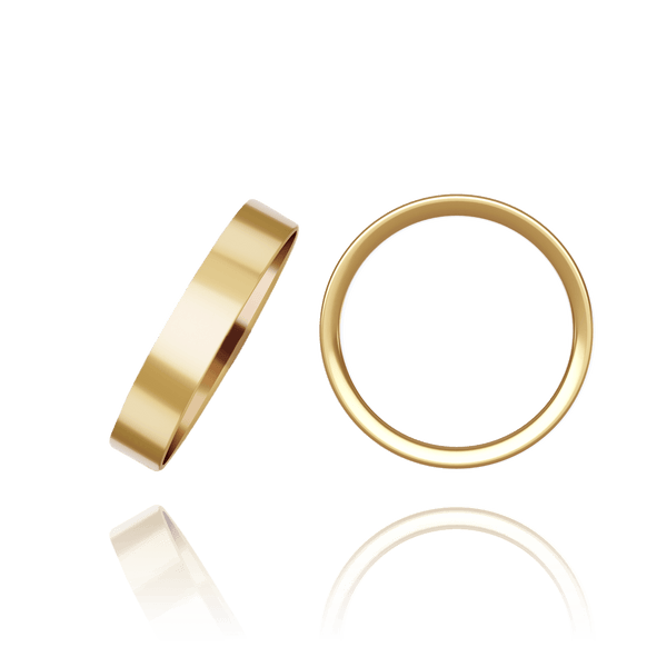 18K Yellow Gold Flat Medium Wedding Bands (2.0 mm - 10.0 mm)