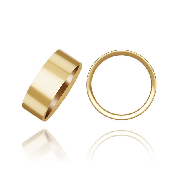 18K Yellow Gold Flat Medium Wedding Bands (2.0 mm - 10.0 mm)