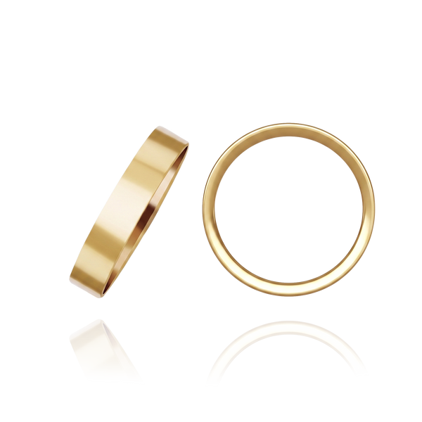 14K Yellow Gold Flat Wedding Bands (2.0 mm - 6.0 mm)