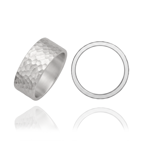 Sterling Silver Flat Wedding Bands with Optional Engraving  (8.0 mm)