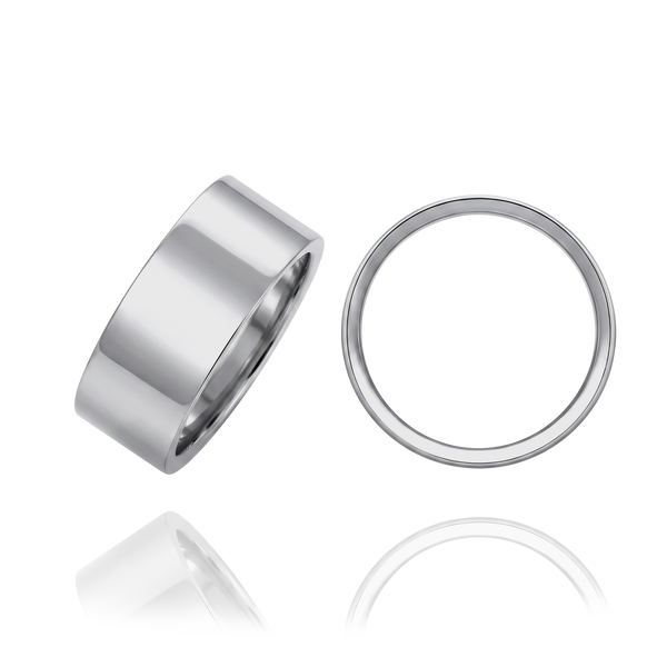 Sterling Silver Flat Wedding Bands with Optional Engraving  (8.0 mm)