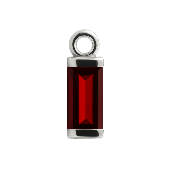 Diamond or Gemstone Baguette Bezel Drop Charm in 14K White Gold