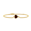 Diamond or Gemstone Heart Bezel Charm in 14K Yellow Round Cable Bracelet