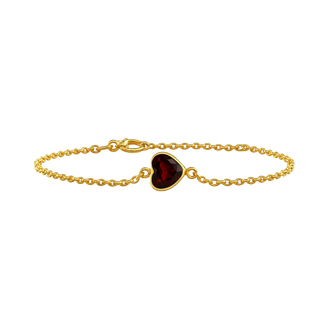 Diamond or Gemstone Heart Bezel Charm in 14K Yellow Round Cable Bracelet