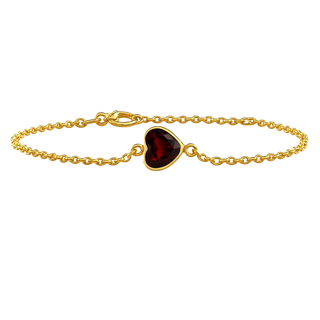 Diamond or Gemstone Heart Bezel Charm in 14K Yellow Round Cable Bracelet