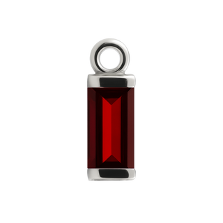 Diamond or Gemstone Baguette Bezel Drop Charm in 14K White Gold