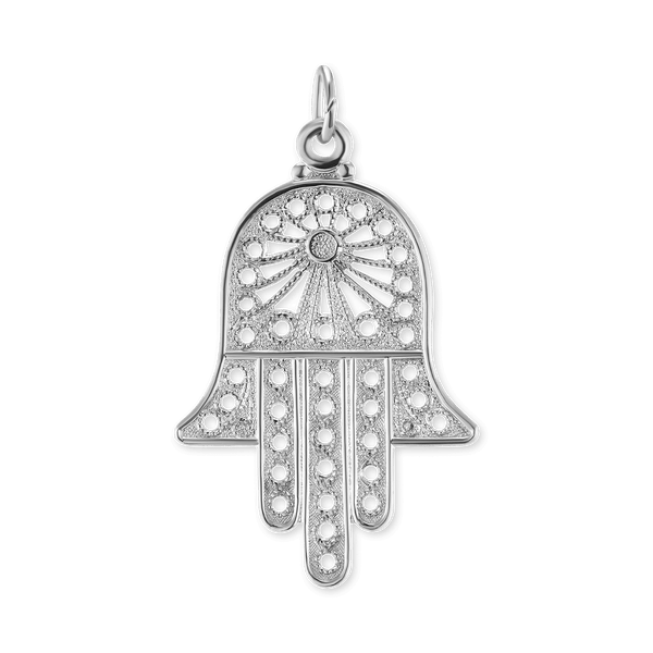 14K Gold Hamsa Filigree Pendant (35 x 20 mm)