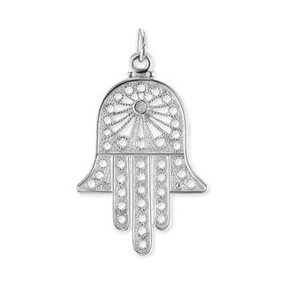 Sterling Silver Hamsa Pendant (35 x 20 mm)