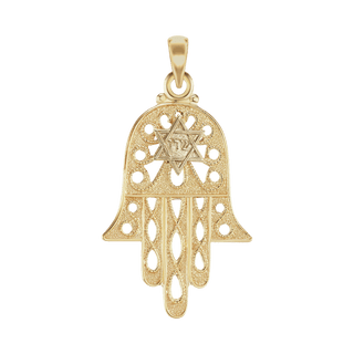 Sterling Silver Filigree Hamsa Pendant (30 x 16 mm)