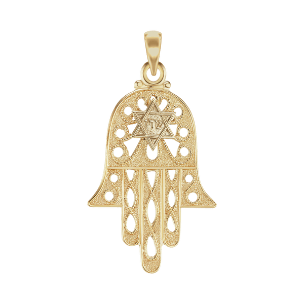 Sterling Silver Filigree Hamsa Pendant (30 x 16 mm)