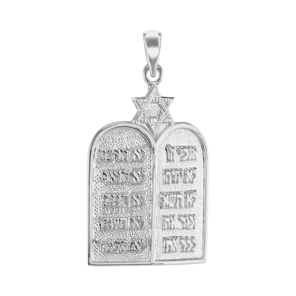 Sterling Silver Ten Commandments Specialty Pendant (28 x 15 mm)