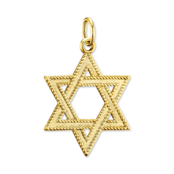 14K Gold Star of David with Detailed Edge (27 x 17 mm - 32 x 22 mm)