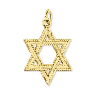 14K Gold Star of David with Detailed Edge (27 x 17 mm - 32 x 22 mm)