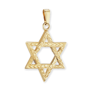 14K Gold Star of David Pendant (22 x 14 mm)