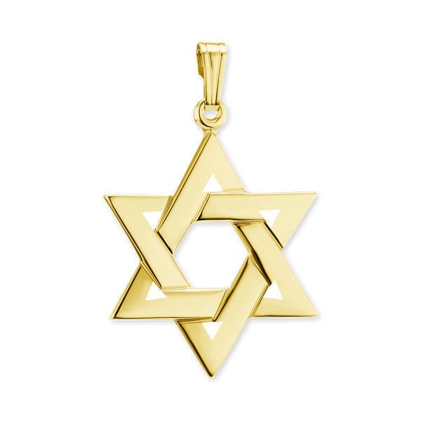 14K Gold Star of David Pendant (34 x 25 mm)