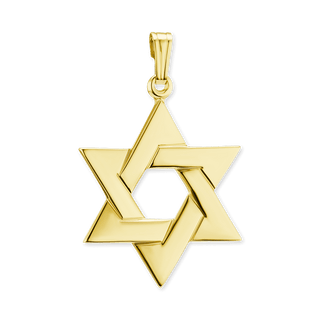 14K Gold Star of David Pendant (34 x 22 mm)