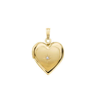 Heart Locket with Diamonds in 14K Gold with Optional Engraving (13 mm - 15 mm)