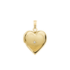 Heart Locket with Diamonds in 14K Gold with Optional Engraving (13 mm - 15 mm)