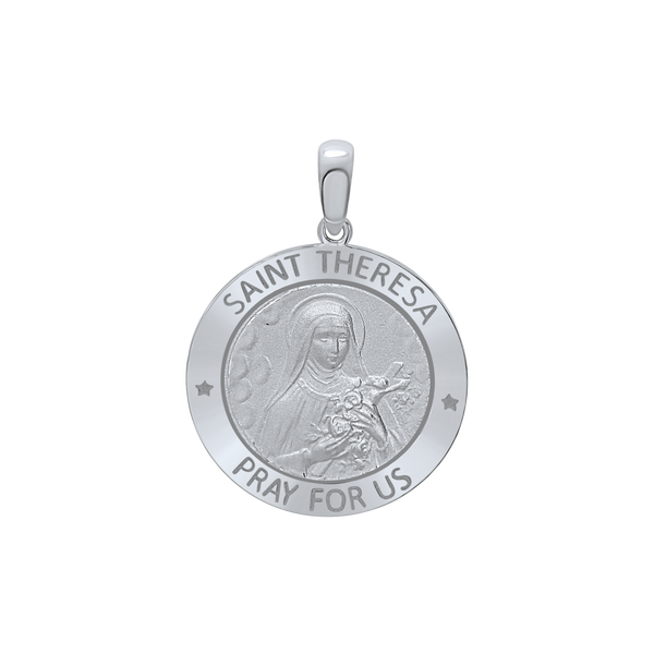 Sterling Silver Round Saint Theresa Medallion (5/8 inch - 1 inch)