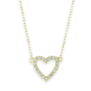 Open Heart Necklace with Cubic Zirconia in Sterling Silver (13 x 10 mm)