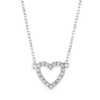 Open Heart Necklace with Cubic Zirconia in Sterling Silver (13 x 10 mm)