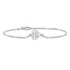 Diamond or Gemstone Heart Bezel Charm in 14K White Diamond Cut Cable Bracelet