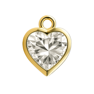 Diamond or Gemstone Heart Bezel Drop Charm in 14K Yellow Gold