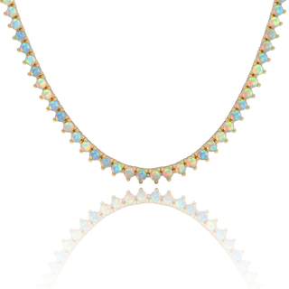 Tennis Necklace with Garnet Stones (January Birthstones) in 14K Gold (1.75 mm - 4.0 mm)