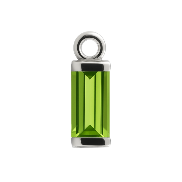 Diamond or Gemstone Baguette Bezel Drop Charm in 14K White Gold