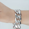 Video image preview for Finished Men's Cuban Curb Bracelet in Sterling Silver Rhodium Finish (7.30 mm - 20.00 mm)