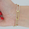 Video image preview for Finished Paperclip Cable Necklace with CZ Stones in Sterling Silver 18K Yellow Gold Finish (7.80 mm)