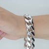 Video image preview for Finished Men's Cuban Curb Bracelet in Sterling Silver Rhodium Finish (7.30 mm - 20.00 mm)