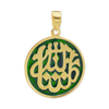 Sterling Silver Mashallah Pendant with Green Enamel (40 x 30 mm)