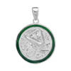 Sterling Silver Al-Karim Pendant with Green Enamel (38 x 29 mm)