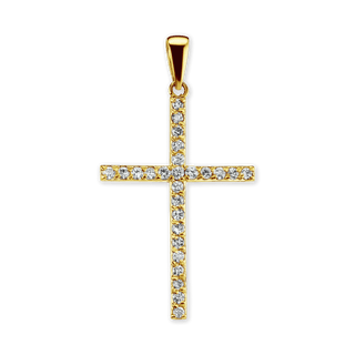 Sterling Silver Classic Roman Cross Pendant with Cubic Zirconia (41 x 22 mm)