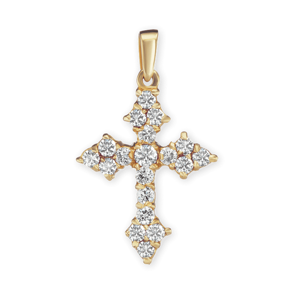 Sterling Silver Trinity Cross Pendant with Cubic Zirconia (27 x 16 mm)