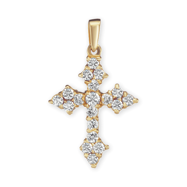 Sterling Silver Trinity Cross Pendant with Cubic Zirconia (27 x 16 mm)