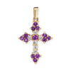 Sterling Silver Trinity Cross Pendant with Purple Cubic Zirconia (27 x 16 mm)