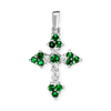 Sterling Silver Trinity Cross Pendant with Green Cubic Zirconia (27 x 16 mm)