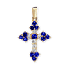 Sterling Silver Trinity Cross Pendant with Dark Blue Cubic Zirconia (27 x 16 mm)