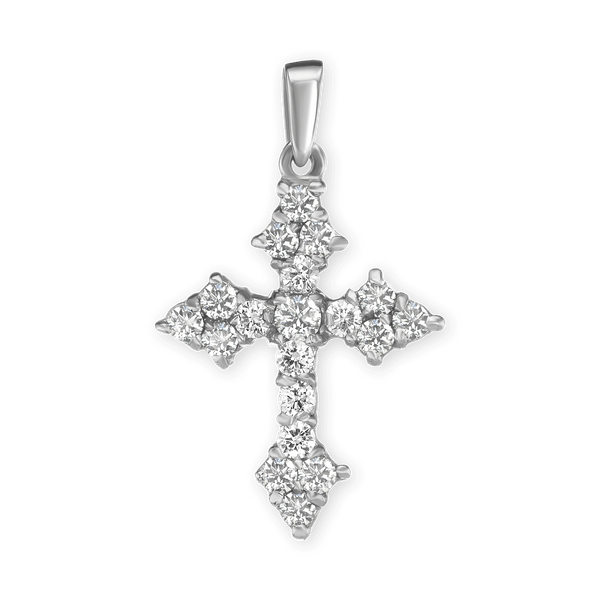 Sterling Silver Trinity Cross Pendant with Cubic Zirconia (27 x 16 mm)