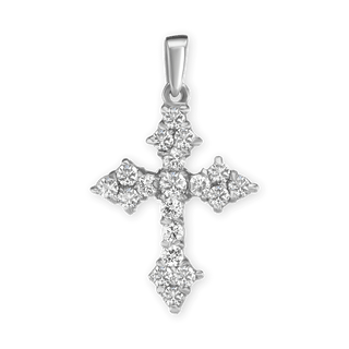 Sterling Silver Trinity Cross Pendant with Cubic Zirconia (27 x 16 mm)