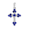 Sterling Silver Trinity Cross Pendant with Dark Blue Cubic Zirconia (27 x 16 mm)